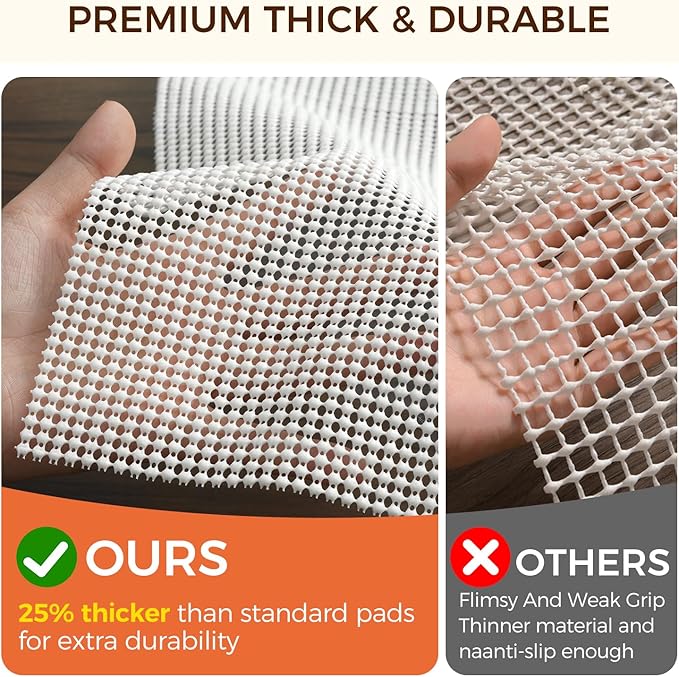 BAGAIL BASICS 2.5 x 13 FT Rug Pad Gripper for Hardwood Floors, Non Slip Rug Pads for Area Rugs, Extra Thick Under Rug Padding, Protect Your Rugs & Floors