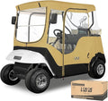 10L0L Golf Cart Enclosure Fit for 2 Passengers EZGO TXT RXV,600D Waterproof Snowproof Golf Buggy Keep Warm Cover, 2 Door Zippers 4-Side Clear Window and 4 Windproof Hooks Golf Cart Rain Cover, Black