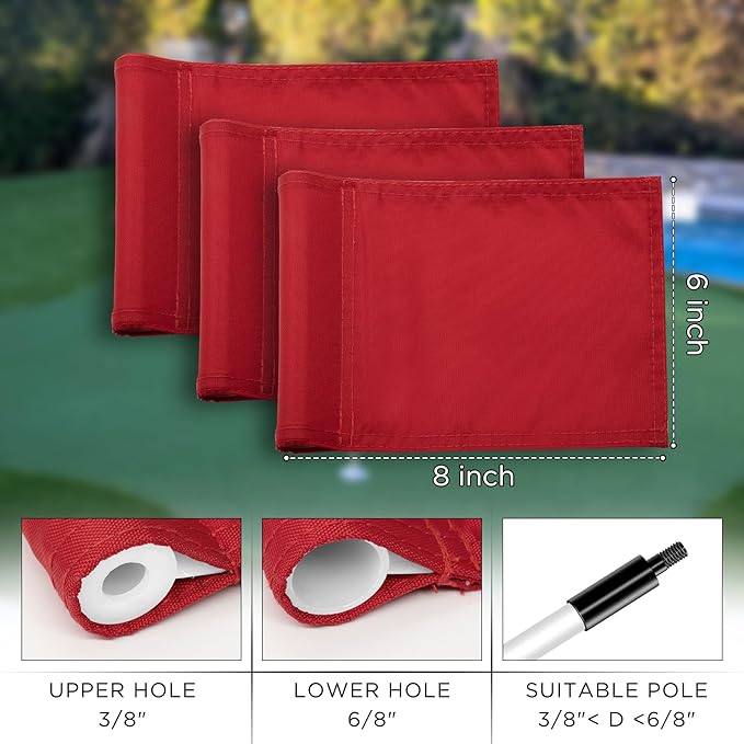 KINGTOP Solid Golf Flag All 8x6 Inch - 420D Nylon, Tube Inserted - Mini Putting Green Flags for Backyard Practice