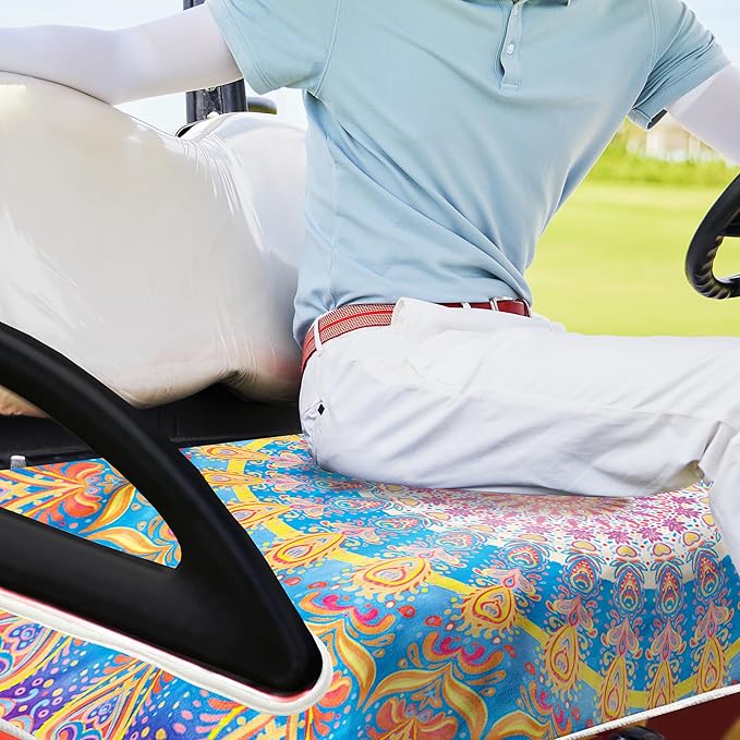 Golf Cart Seat Covers, Golf Cart Seat Towel Blanket, Suitable Yamaha, EZGO, Club Cars, Icon and More 2-Seats Cart, 100% Microfiber, Essential Golf Cart Accessories, 51'' x 31''