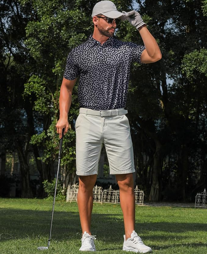zeetoo Men's Polo Shirts Hawaiian Golf Polos Shirts Short Sleeve Performance Moisture Wicking Mens Golf Shirts