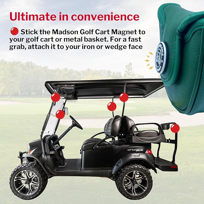 Classic Blade and Mallet Putter Headcovers with Madson Golf Cart Magnet for Secure Positioning and Quick Access, Protective PU Leather Head Covers, Magnetic Golf Accessories