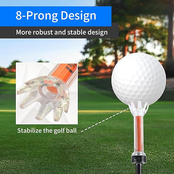 Magnetic Plastic Golf Tees, Professional Long Golf Tees 3 1/2, Premium 8 Prongs Design Enhanced Durability & Stability, Precision Height Markers for Perfect Trajectory, Golf Accessories for Men