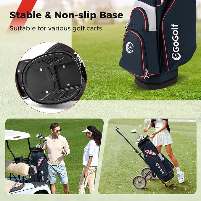 Tangkula Golf Cart Bag, Lightweight Golf Bag with 14-Way Divider Top, Portable Golf Club Organizer Bag with Cooler Pocket, Adjustable Shoulder Strap, Rain Hood & Umbrella Holder for Men & Women