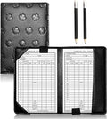FINGER TEN Golf Scorecard Holder with 2 Free Pencils Value Pack, Premium Leather Yardage Books Cover Weatherproof, Lightweight Portable Score Tracking Accessories for Men Women