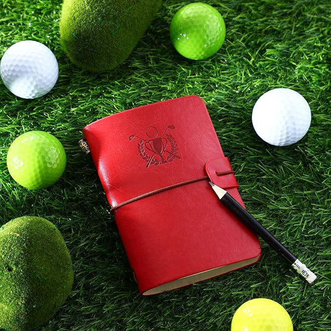 Yexiya Golf Scorecard Book with Pencil Leather Golf Journal Scorecard Holder Accessories Notebook Log Book Pocket Scorebook Gifts for Men Golfers, Sports and Outdoor Club Accessories