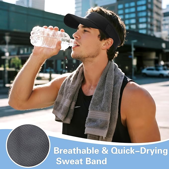 HH HOFNEN Sports Sun Visor Cooling Lightweight Stretchy Packable Running Golf Visor Hat for Men Women