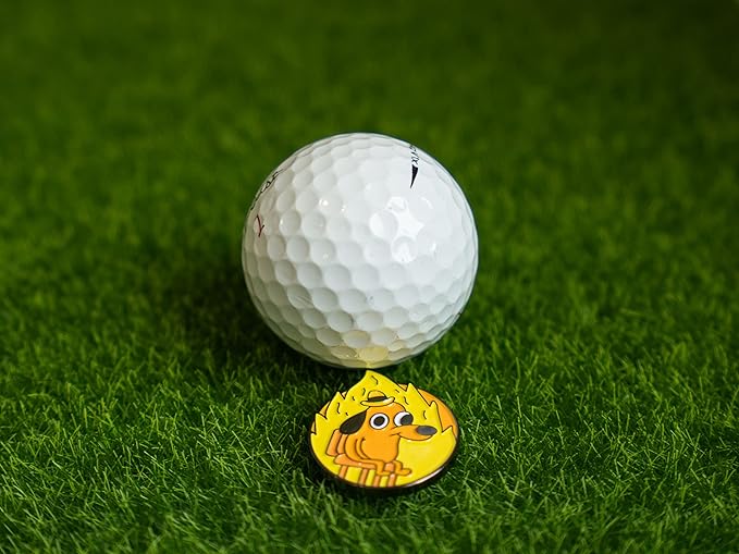 Play and Repeat This is Fine Meme Golf Ball Marker with Magnetic Hat Clip - Funny Golf Gift for Men, Kids - Golf Accessories and Gifts