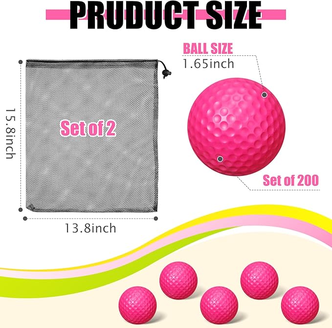 200 Pcs Foam Golf Practice Balls Bulk Realistic Feel Limited Flight Training Balls Soft for Outdoor Swing Indoor Backyard Training