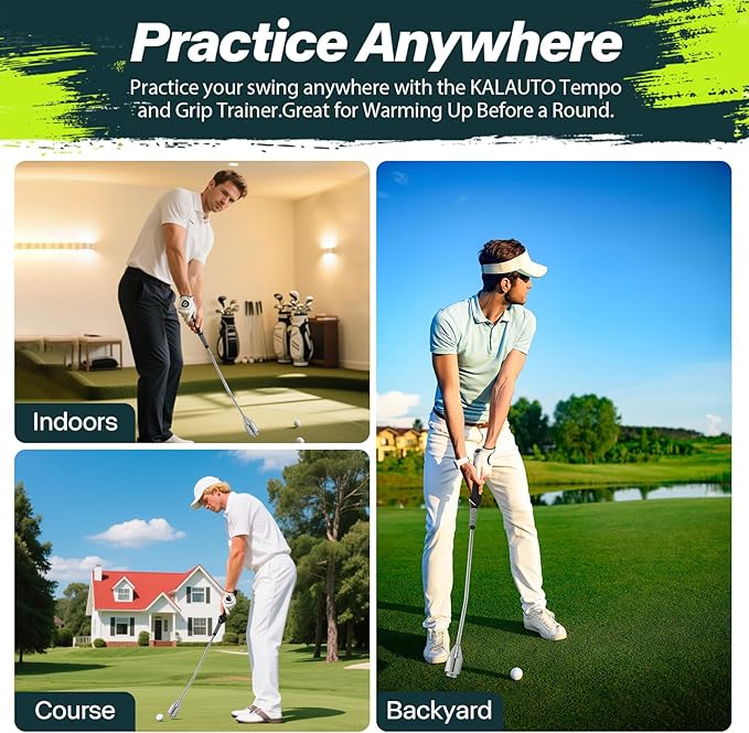 Golf Grip Swing Training Aid - Retractable Click Club Trainer Indoor Practice Warm Up Stick Flexible Telescopic Short Club Tempo Sound Release Trainer Devices