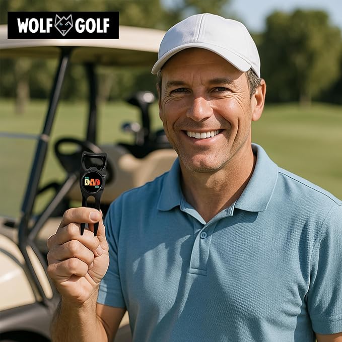 Wolf Golf Towels Divot Repair Tool | 6-in-1 Premium Divot Tool with Ball Marker | Golf Gifts for Men & Women | Golf Accessories for Men & Women