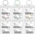 Extra Large Golf Luggage Tag Holders, 6 Pack Waterproof Plastic Zip Seal Pouch Shipping Label Holder with Sturdy Steel Loop for Golf Club Travel Luggage Bag (6 Pcs with 6 Colors Rings)