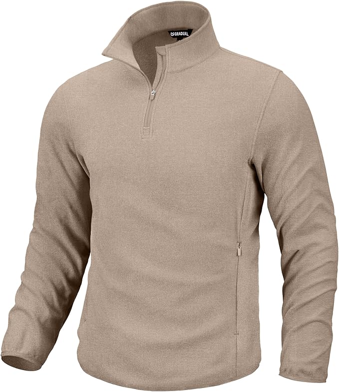 G Gradual Mens Quarter Zip Pullover Fleece with 2 Zipper Pockets Long Sleeve Golf Shirt Winter Athletic Sweater Lightweight