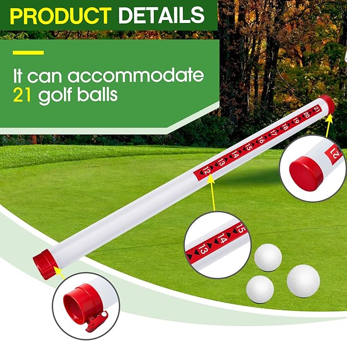 Deekin 2 Pieces Golf Ball Picker Plastic Clear Golf Ball Retriever Collector Golf Ball Pickup Tool Shag Tube