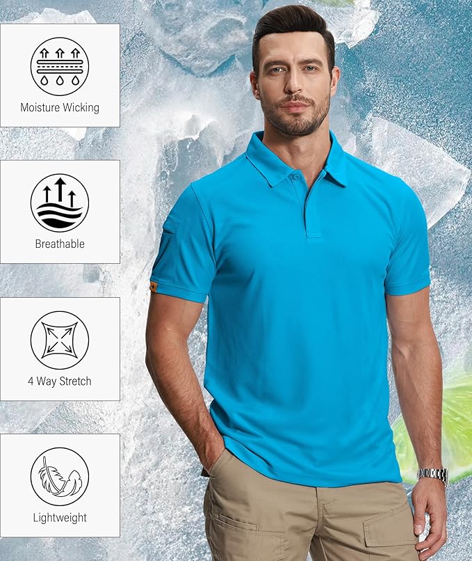 ZITY 5 Pack Mens Polo Shirt Short Sleeve Sports Golf Tennis T-Shirt Moisture-Wicking Summer Shirts