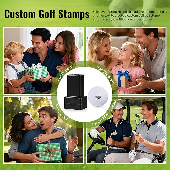 Personalized Golf Ball Stamp, Fast-Dry & Waterproof Ink Golf Ball Marker Stamp, Custom Self-Inking Golf Ball Marking Tool Gift for Men Golfers Dad