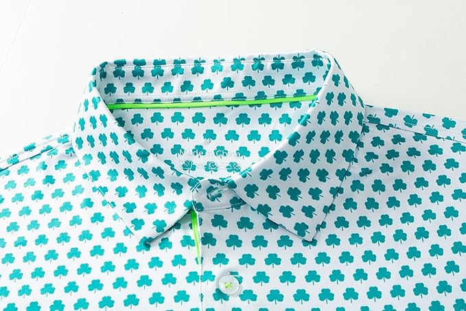 Mens Golf Shirts Quick Dry Moisture Wicking Casual Short Sleeve Performance Athletic Print Collared Stylish Men Polo Shirt