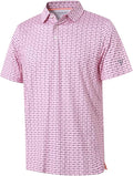 Golf Shirts for Men Dry Fit Short Sleeve Print Performance Moisture Wicking Polo Shirt