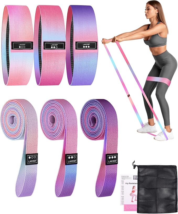 6 Pcs Fabric Booty Bands & Long Resistance Bands for Workout Butt and Legs Pull Up Exercise Elastic Stretch Bands Home Gym Fitness Equipment