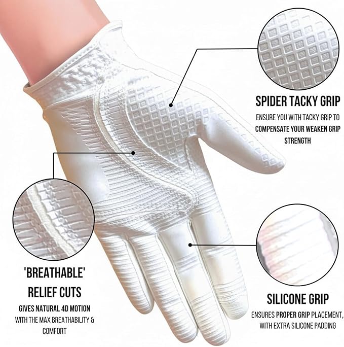 Copper Tech Ladies Golf Gloves Women Right Handed Golfer or Left Handed Golfer 2 Pack | Copper Compression Joint Support with Flexible & Comfortable Fit | AAA Leather & Silicone Tacky Pad
