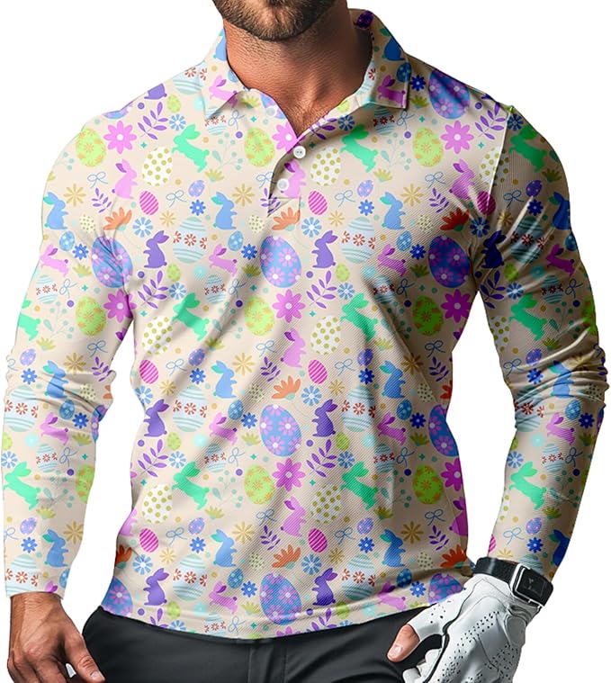 Men's Long Sleeve Golf Shirt Quick Dry 3 Button Work Fishing Outdoor Casual Collar Shirt