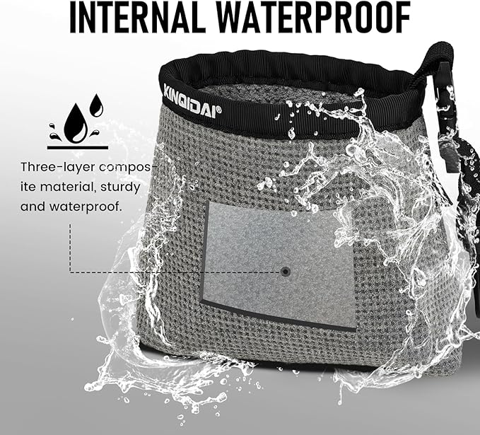 Golf Club and Golf Ball Cleaning Bag - Cleans Club Grooves, Waterproof Clean Face Tech, Detachable Clip, Machine Washable, Stay-Dry Exterior,Golf Gift for Men(1, GRAY)