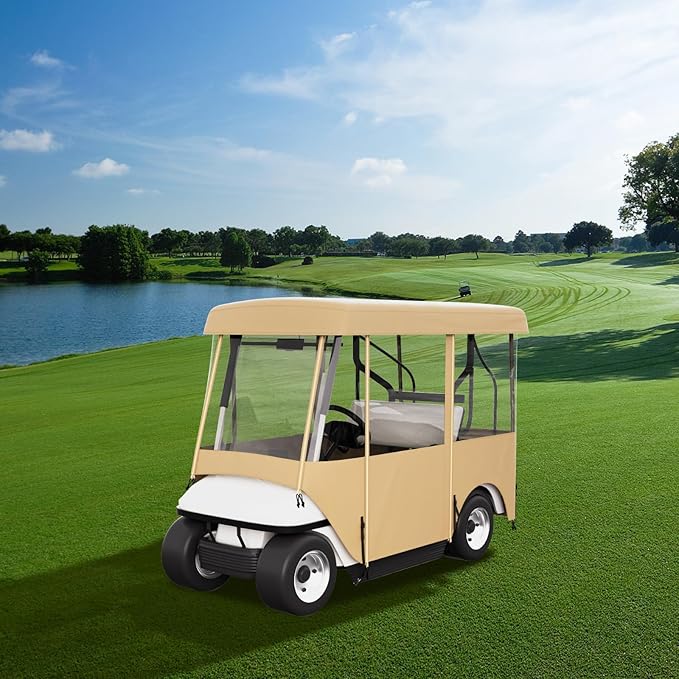 Happybuy Golf Cart Enclosure, 4-Person Golf Cart Cover, 4-Sided Fairway Deluxe, 300D Waterproof Driving Enclosure with Transparent Windows, Fit for EZGO, Club Car, Yamaha Cart