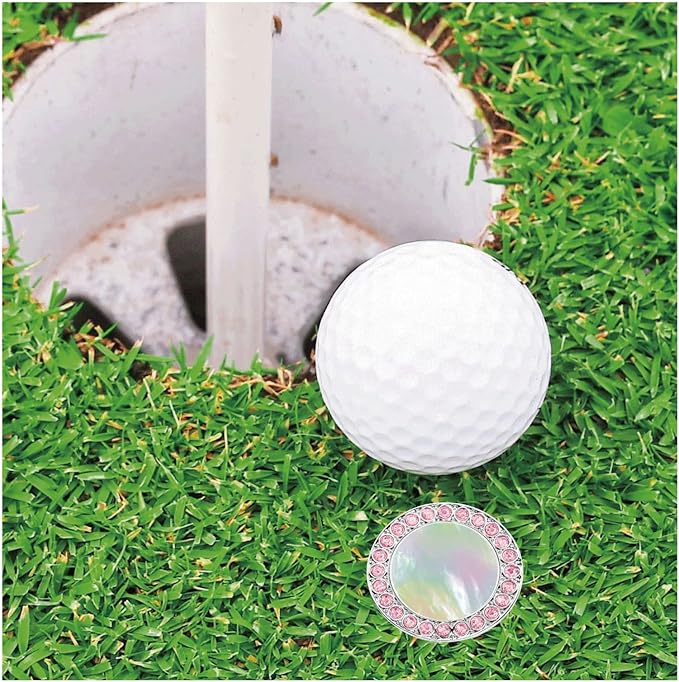 Golf Ball Marker Hat Clip with Pearl Crystal Ball Marker, Golf Accessories, Golf Gifts, Golf Ball Markers for Women