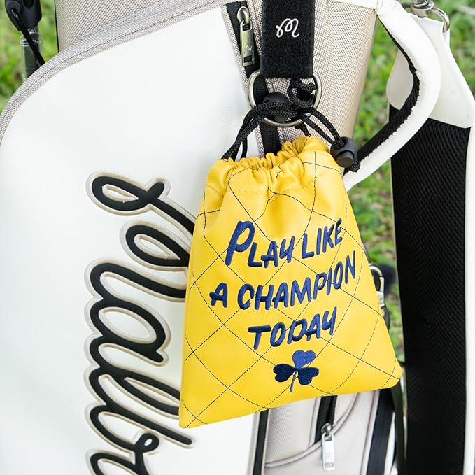 Golf Valuables Pouch, Leather Golf Tee Pouch with Drawstring Closure Golf Ball Tee Handbag Portable Golf Accessories