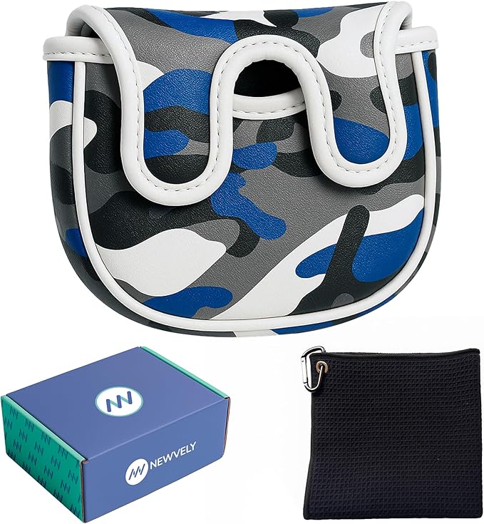 Golf Club Putter Cover Headcover for Blade Mallet Putter Cover with Magnetic Closure and Golf Towel