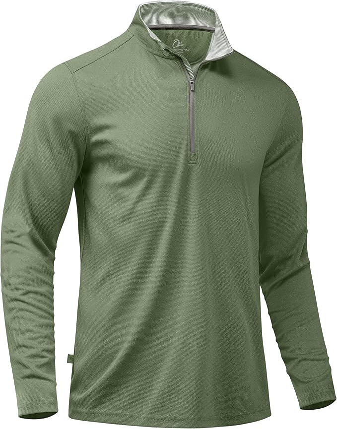 Obla Golf Quarter Zip Pullover for Men Mock Neck Sweatshirt Lightweight Sun Protection Men's Long Sleeve Golf Shirt