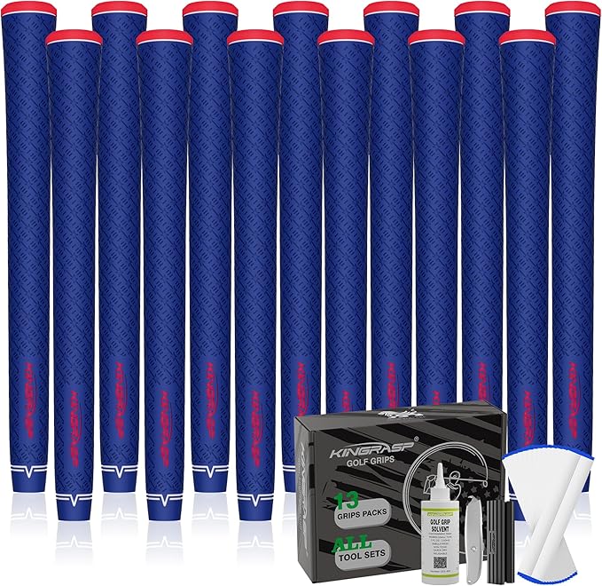 Multi Compound Golf Grips，13 Grips Set,Soft Rubber Golf Clubs Grips, Anti-Slip Ecological Cotton Yarn Thread Technology,Midesize Standard Size,6 Colors Optional
