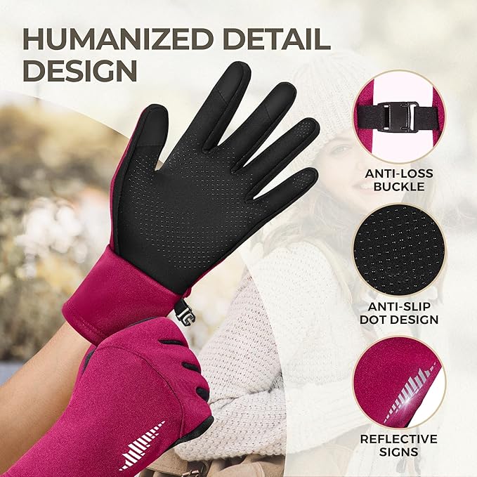 SIMARI Winter Gloves for Women, TouchScreen Water-Resistant Warm Thermal Gloves for Cold Weather, Running Hiking Driving