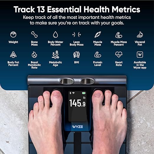 Wyze Scale Ultra BodyScan Smart Scale with Handle – Wi-Fi & Bluetooth Body Composition Scale for Weight, BMI, Body Fat, Muscle Mass, and Segmental Measurement, Black