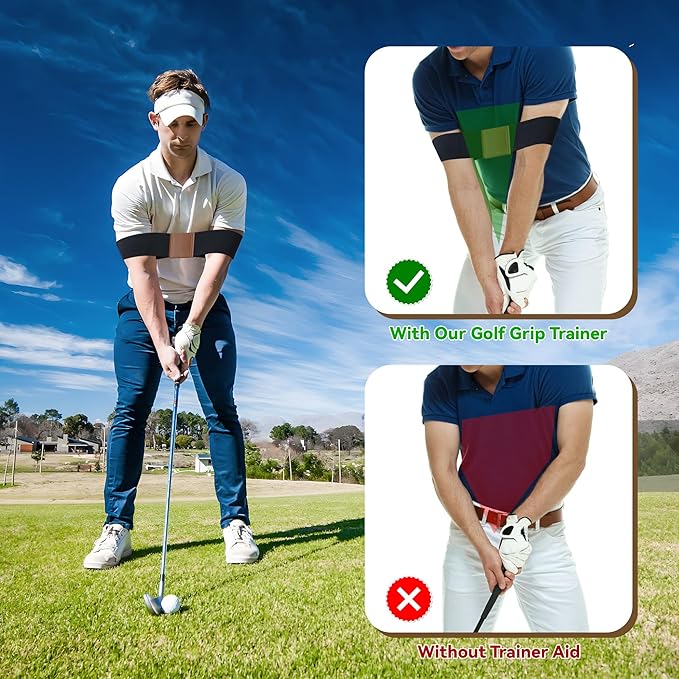Golf Swing Trainer Aid,Swing Correcting Arm Band,Swing Golf Aid Trainer,Golf Trainer for Right & Left-Handed Players