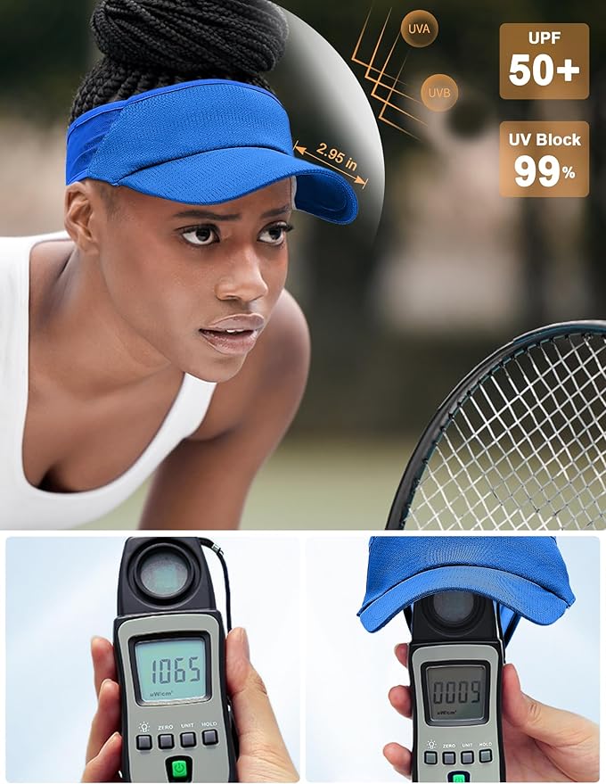Sport Sun-Visor Hat Men Women Summer UV Protection, Lightweight Cooling Golf Running Tennis Sweat-Band Cap