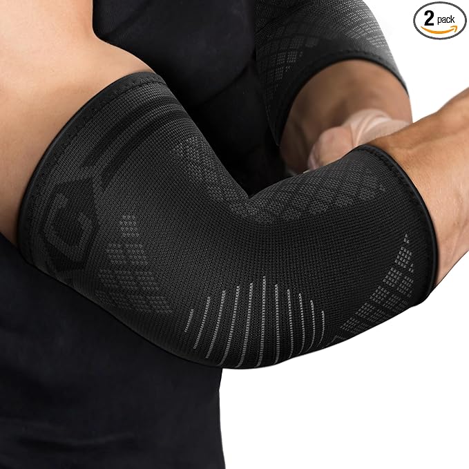 CAMBIVO 2 Pack Elbow Brace for Tendonitis, Tennis Elbow Compression Support Sleeve for Golfers Elbow Pain Relief, Arthritis, Bursitis, Workout, Weightlifting