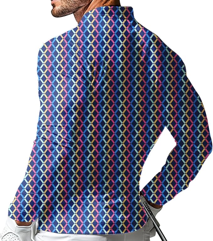 Men's Long Sleeve Golf Shirt Quick Dry 3 Button Work Fishing Outdoor Casual Collar Shirt