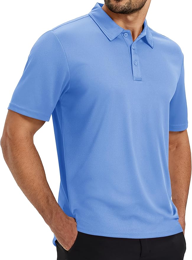 TACVASEN Mens Polo Shirts Short Sleeve Dry Fit Performance Breathable Golf Shirt with Collar Tennis Casual Business Work