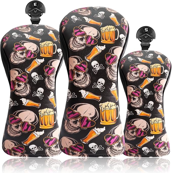 FINGER TEN Golf Club Head Covers for Woods Driver Fairway Hybrid with Interchangeable Number Tag 1 3 5 Premium Leather Headcovers for Women Men