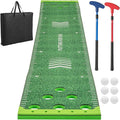 ULTIMATE Golf Game Set, Indoor Outdoor 11FT Putting Green Mat w/ 2 Adjustable Putters, 6 Balls & 12 Hole Covers, Golf Pratice Training Mat for Party, Backyard, Home and Office
