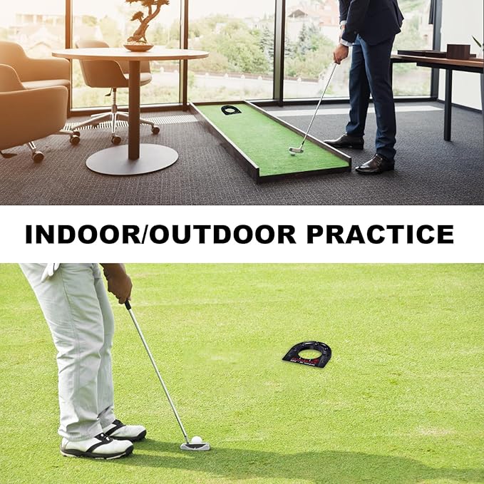 MAZEL Golf Putting Cup Hole Accuracy Trainer - Anodized Milled Aluminum Alloy Putting Training Aid for Indoor Outdoor Practice, with Carry Bag