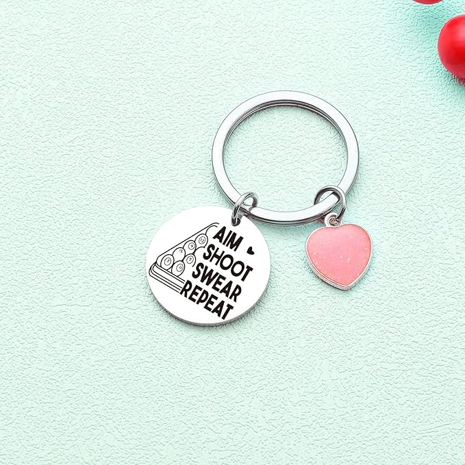 ZNOSVEI Bundle – 2 Items: Golf Keychain and 8Ball Keychain, Golfing Lover Gifts For Golf Cart Keyring For Golfer Jewelry, Billiards Gifts For 8Ball Player Keyring Billiards Ball Charm Jewelry