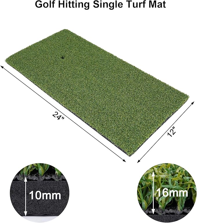 Golf Mat, Golf Hitting Mat Outdoor for Training, Golf Practice Mat with 10mm EVA Backing, Golf Mats Practice Indoor and Outdoor Turf with 8 Different Tees