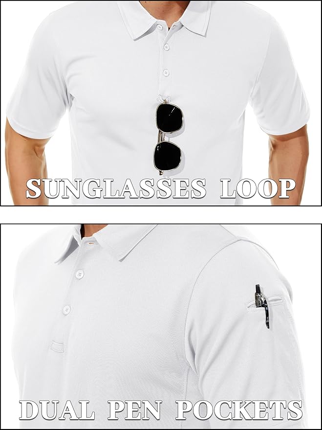 TACVASEN Mens Polo Shirt Short Sleeve Tactical Performance Collared Work Golf Shirts Dry Fit Pique Polos for Summer