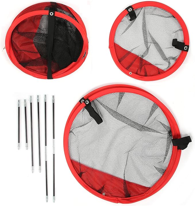 3 in 1 Golf Chipping Practice Net Set, Foldable Nylon Indoor Outdoor Training, Large Medium Small Sizes - Durable Material, Easy Setup, Perfect for Backyard and Golf Skill