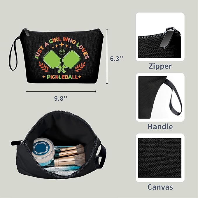 Pickleball Gifts,Gifts for Teen Girls,Pickleball Accessories Women,Gifts for Pickleball Lovers,Pickleball Cosmetic Travel Make Up Bag,Pickleball Accessories