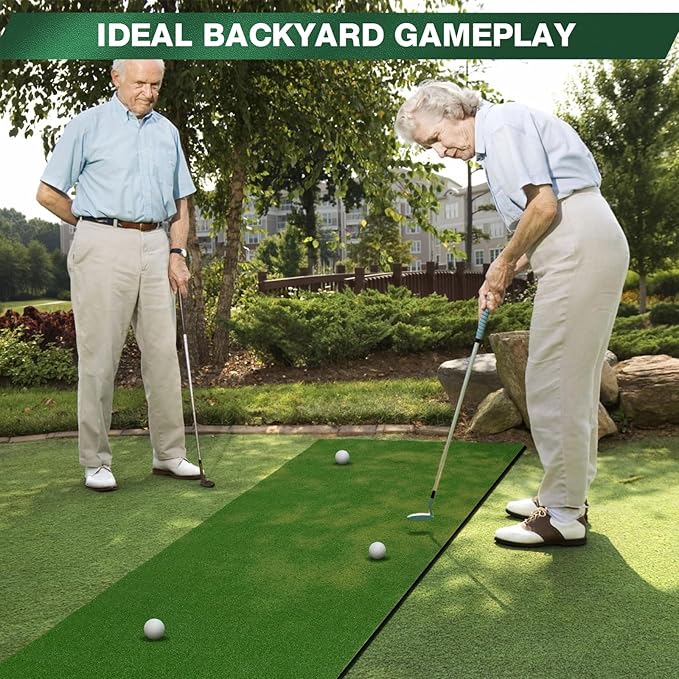 Wekin Golf Putting Green Mat Indoor,3x10ft Thickening Outdoor Portable Golf Game Set Training Turf with Side Border,Movable Cup for Home Backyard Office