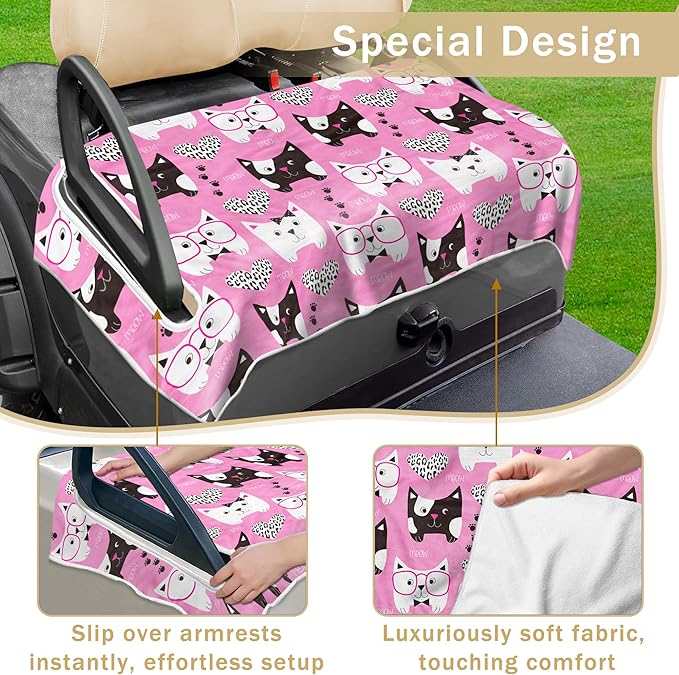 YOKYHOM Golf Cart Seat Covers,Blue White Plaid Golf Cart Seat Towel Blanket Keeps Seat Comfortable and Clean, 100% Microfiber, 51''x 31'', for EZGO, Yamaha, Club Car and More 2-Seat Golf Carts
