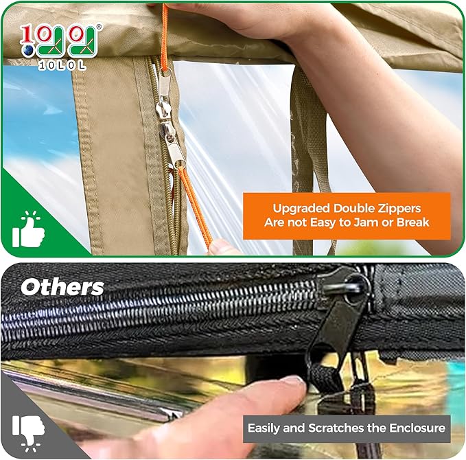 10L0L Universal Golf Cart Enclosure Compatible with EZGO and Club Car Models, 2-Passenger Golf Cart Waterproof 420D Material Windproof Transparent on 2 Sides